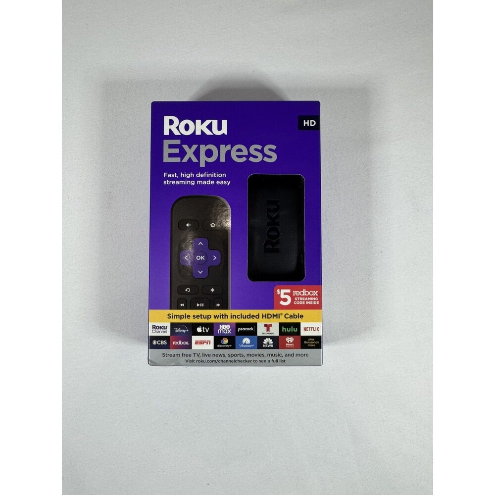 Roku Express HD Streaming Media Player HDMI Cable Remote 3930R SEALED New